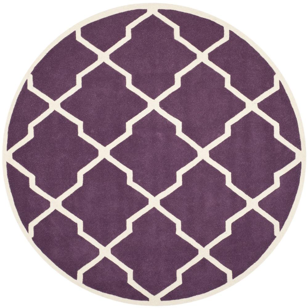 CHATHAM, PURPLE / IVORY, 7' X 7' Round, Area Rug, CHT735F-7R. Picture 1
