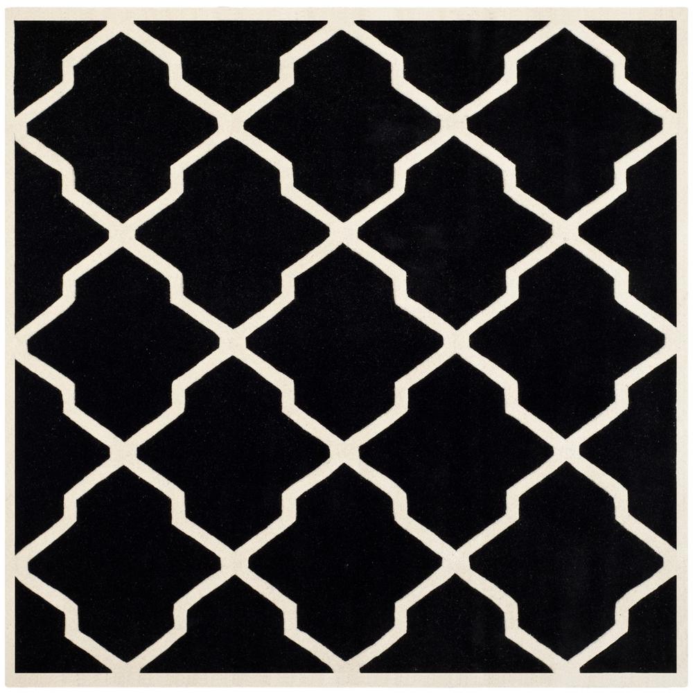 CHATHAM, BLACK / IVORY, 7' X 7' Square, Area Rug, CHT735K-7SQ. Picture 1