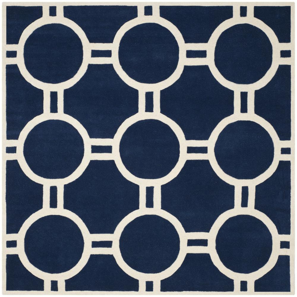 CHATHAM, DARK BLUE / IVORY, 7' X 7' Square, Area Rug, CHT739C-7SQ. Picture 1