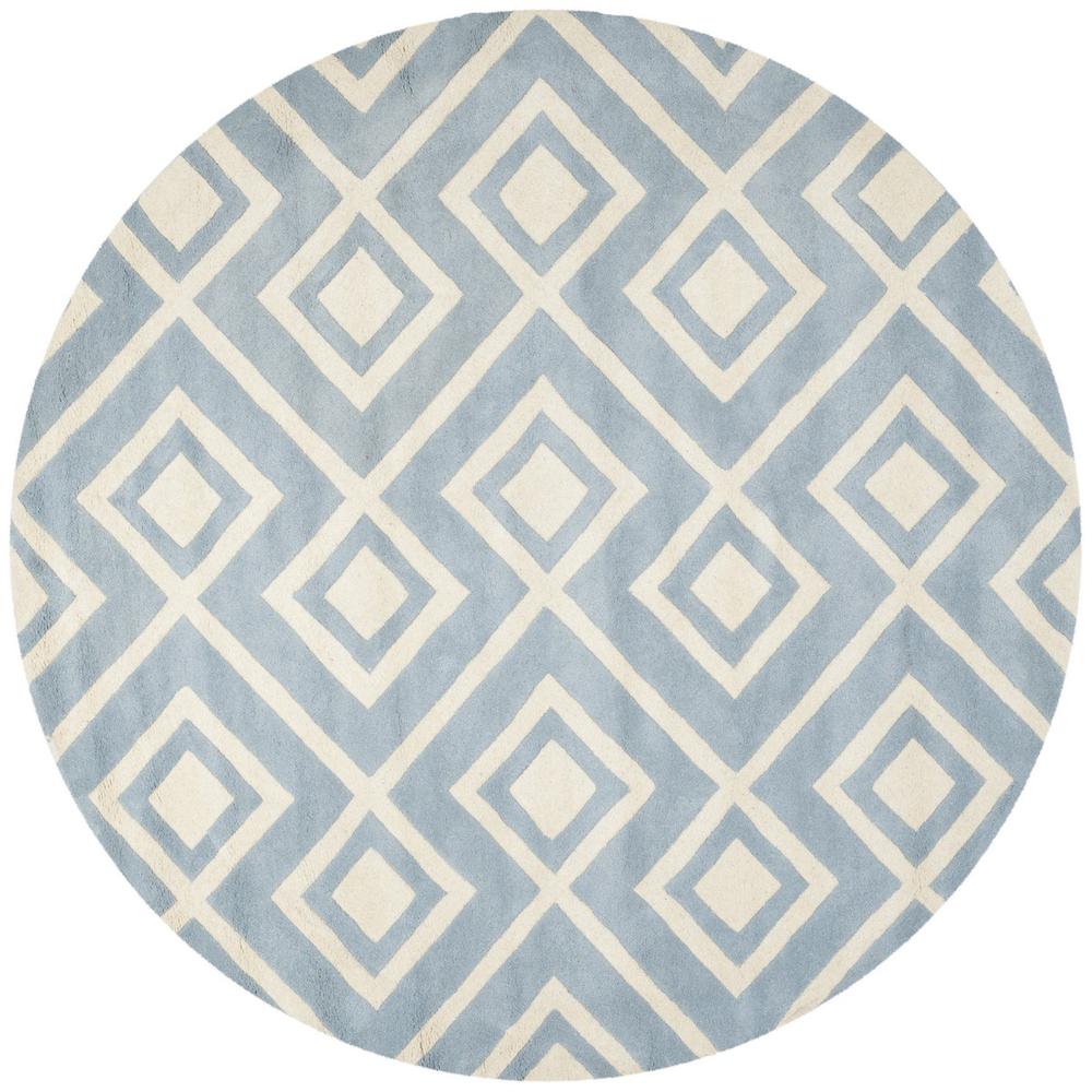 CHATHAM, BLUE / IVORY, 7' X 7' Round, Area Rug, CHT742B-7R. Picture 1