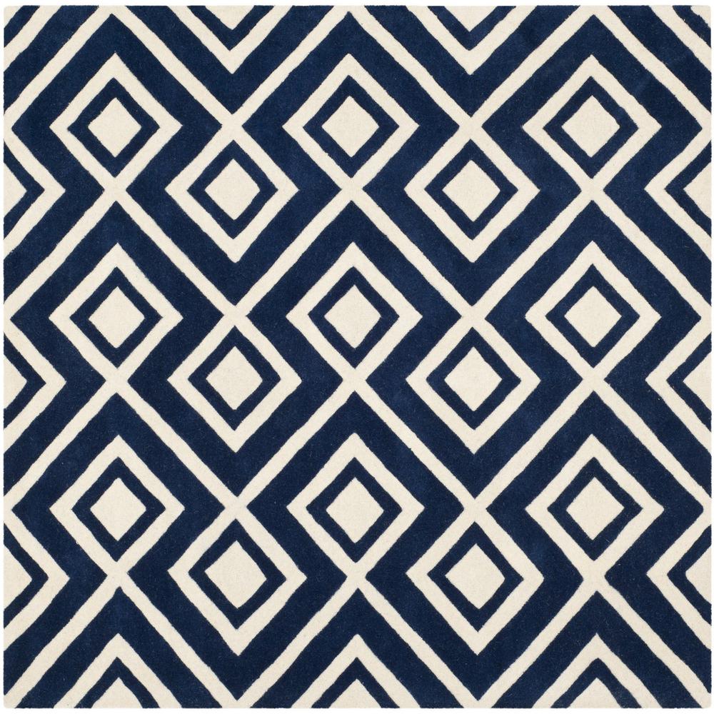 CHATHAM, DARK BLUE / IVORY, 7' X 7' Square, Area Rug, CHT742C-7SQ. Picture 1
