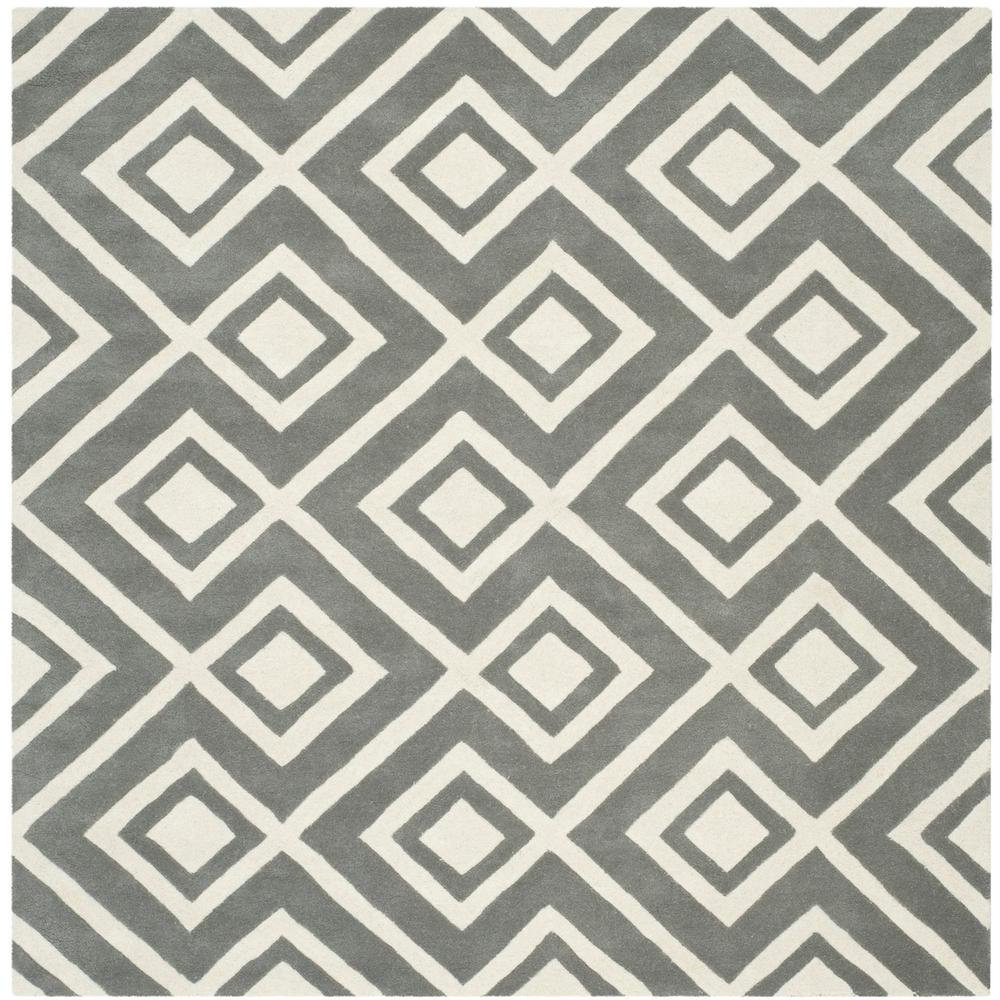 CHATHAM, DARK GREY / IVORY, 7' X 7' Square, Area Rug, CHT742D-7SQ. Picture 1