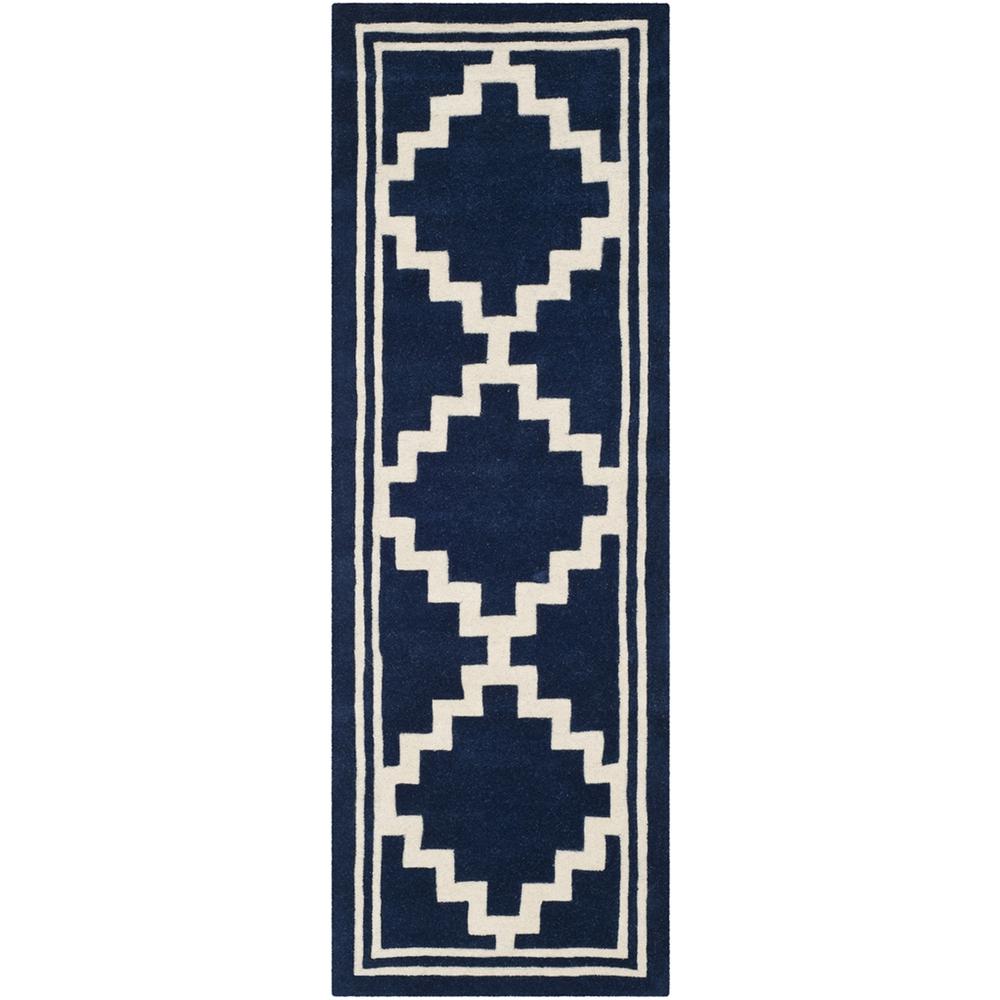 CHATHAM, NAVY / IVORY, 2'-3" X 7', Area Rug. Picture 1
