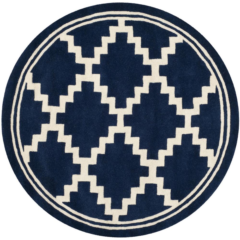 CHATHAM, NAVY / IVORY, 5' X 5' Round, Area Rug. Picture 1