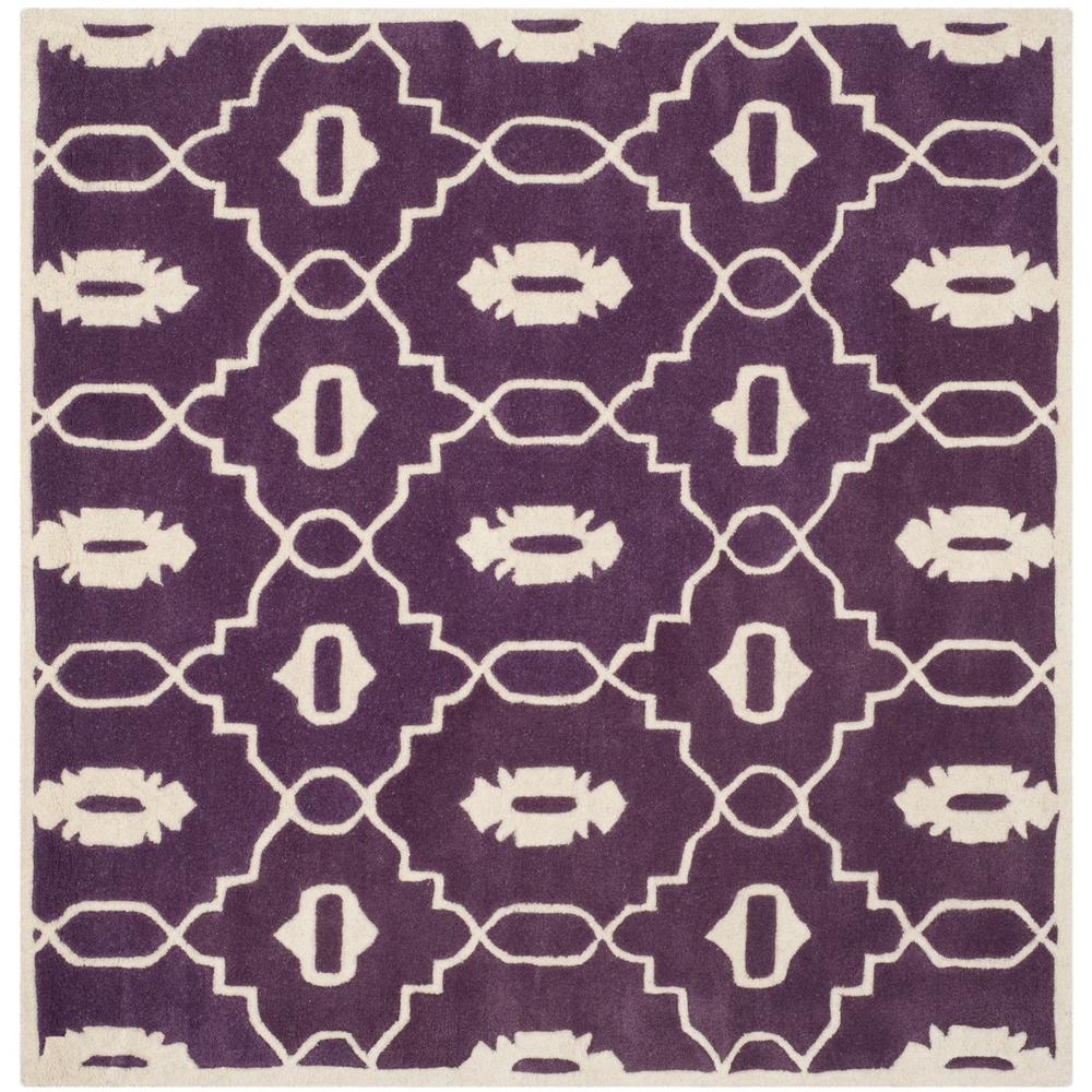 CHATHAM, PURPLE / IVORY, 5' X 5' Square, Area Rug, CHT745F-5SQ. Picture 1