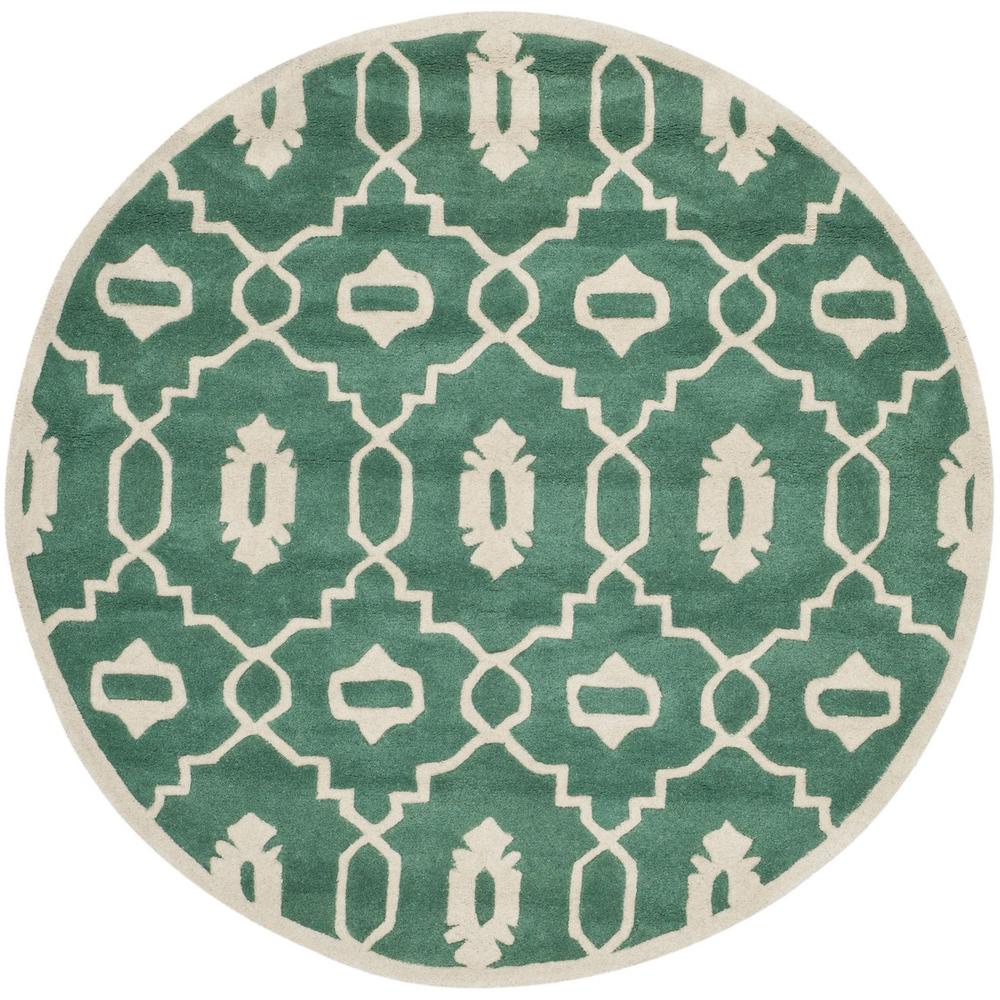 CHATHAM, TEAL / IVORY, 5' X 5' Round, Area Rug, CHT745T-5R. Picture 1