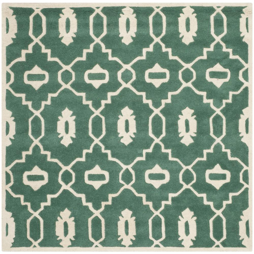 CHATHAM, TEAL / IVORY, 5' X 5' Square, Area Rug, CHT745T-5SQ. The main picture.