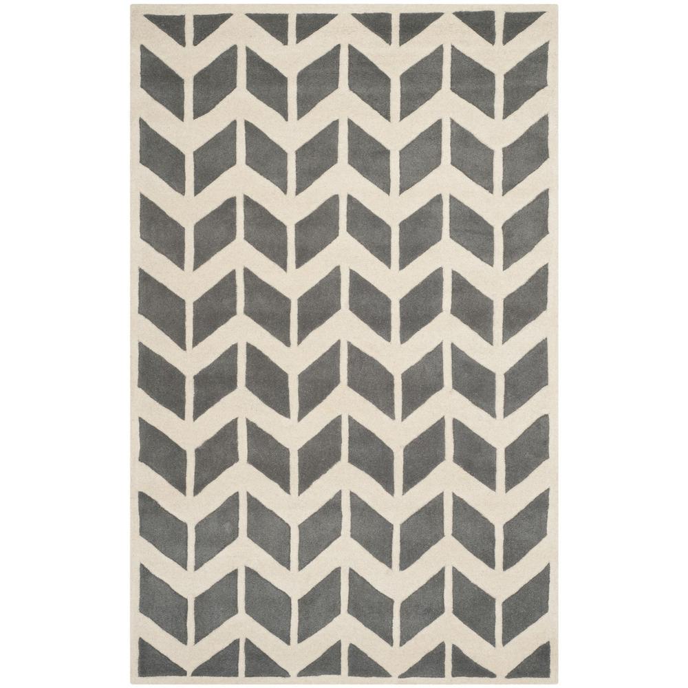 CHATHAM, DARK GREY / IVORY, 5' X 8', Area Rug, CHT746D-5. Picture 1