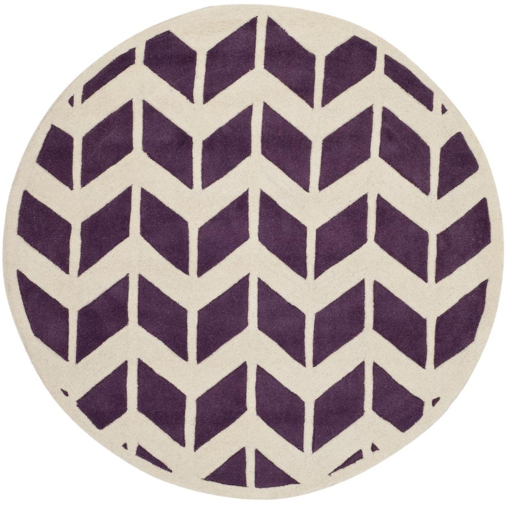 CHATHAM, PURPLE / IVORY, 5' X 5' Round, Area Rug, CHT746F-5R. Picture 1