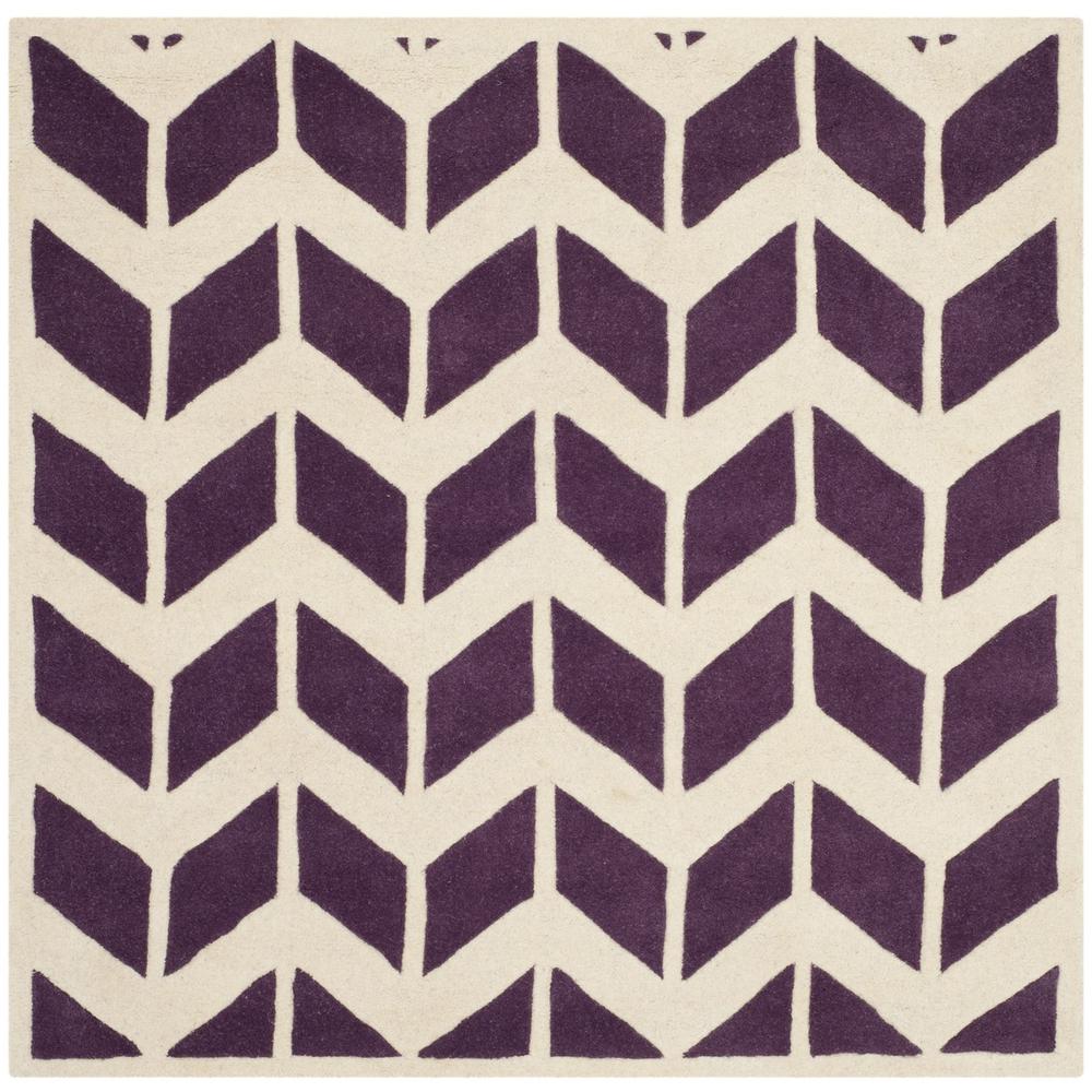 CHATHAM, PURPLE / IVORY, 5' X 5' Square, Area Rug, CHT746F-5SQ. Picture 1