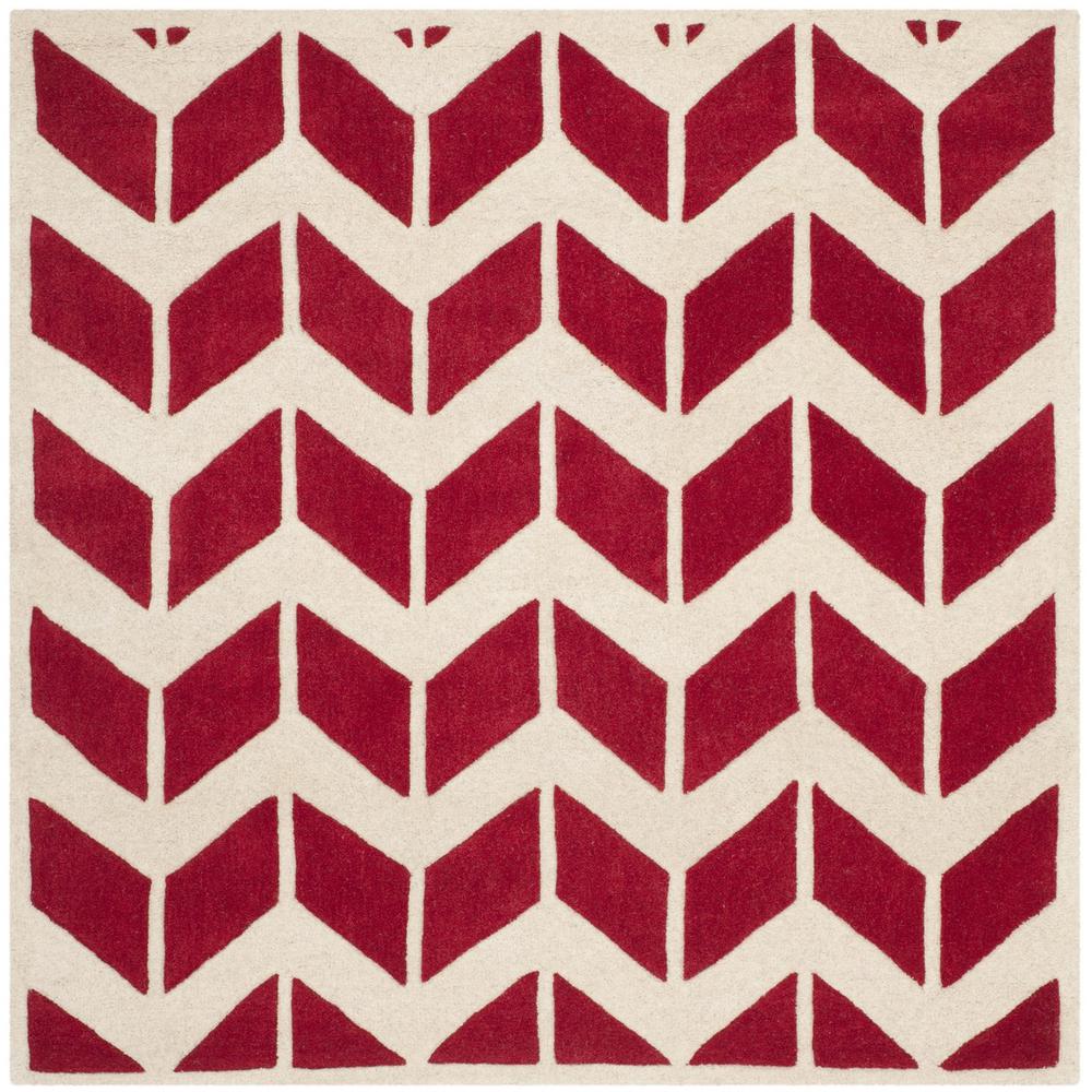 CHATHAM, RED / IVORY, 5' X 5' Square, Area Rug, CHT746G-5SQ. Picture 1