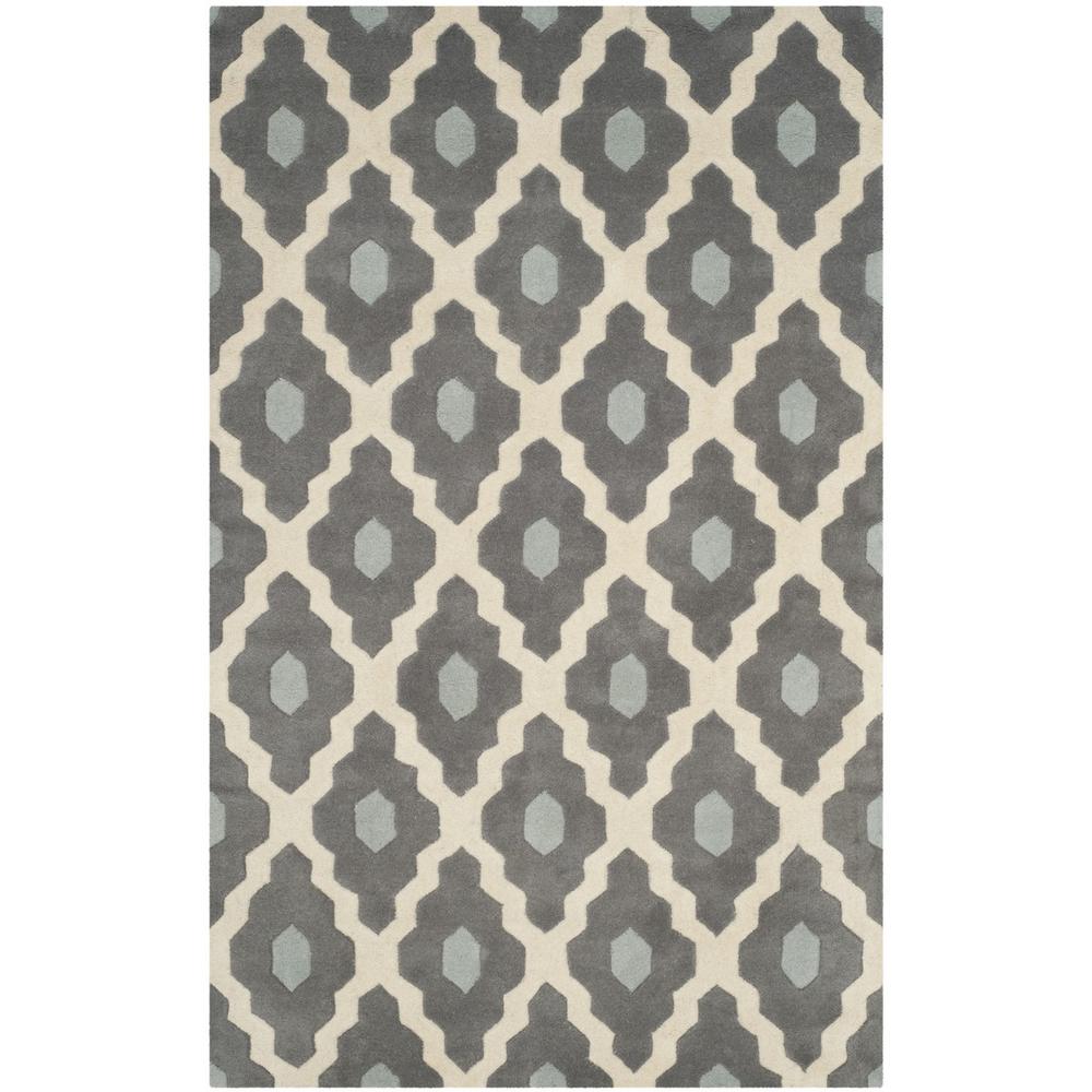 CHATHAM, IVORY / DARK GREY, 5' X 8', Area Rug, CHT748D-5. Picture 1