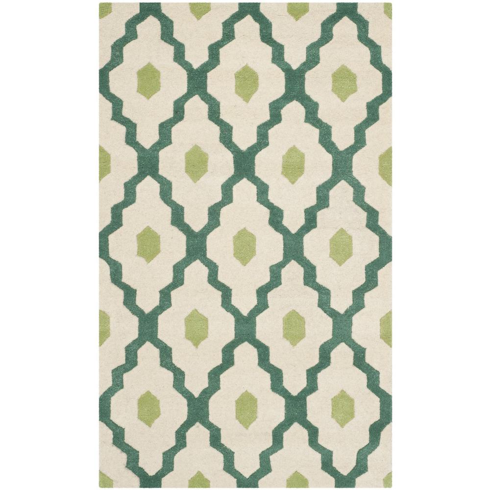 CHATHAM, IVORY / TEAL, 3' X 5', Area Rug. Picture 1