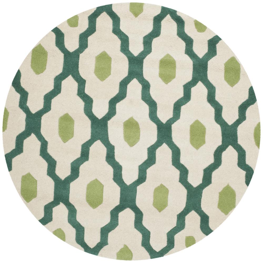CHATHAM, IVORY / TEAL, 5' X 5' Round, Area Rug. Picture 1