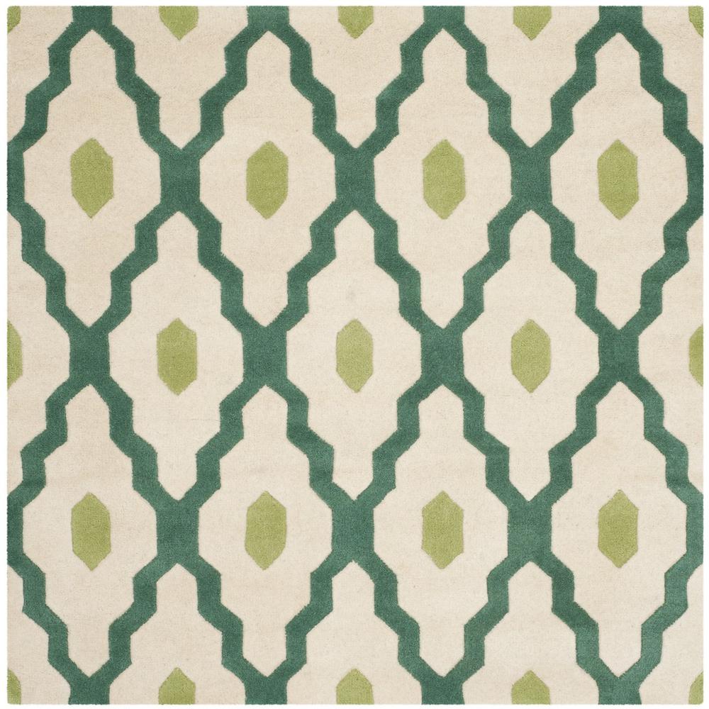 CHATHAM, IVORY / TEAL, 5' X 5' Square, Area Rug. Picture 1