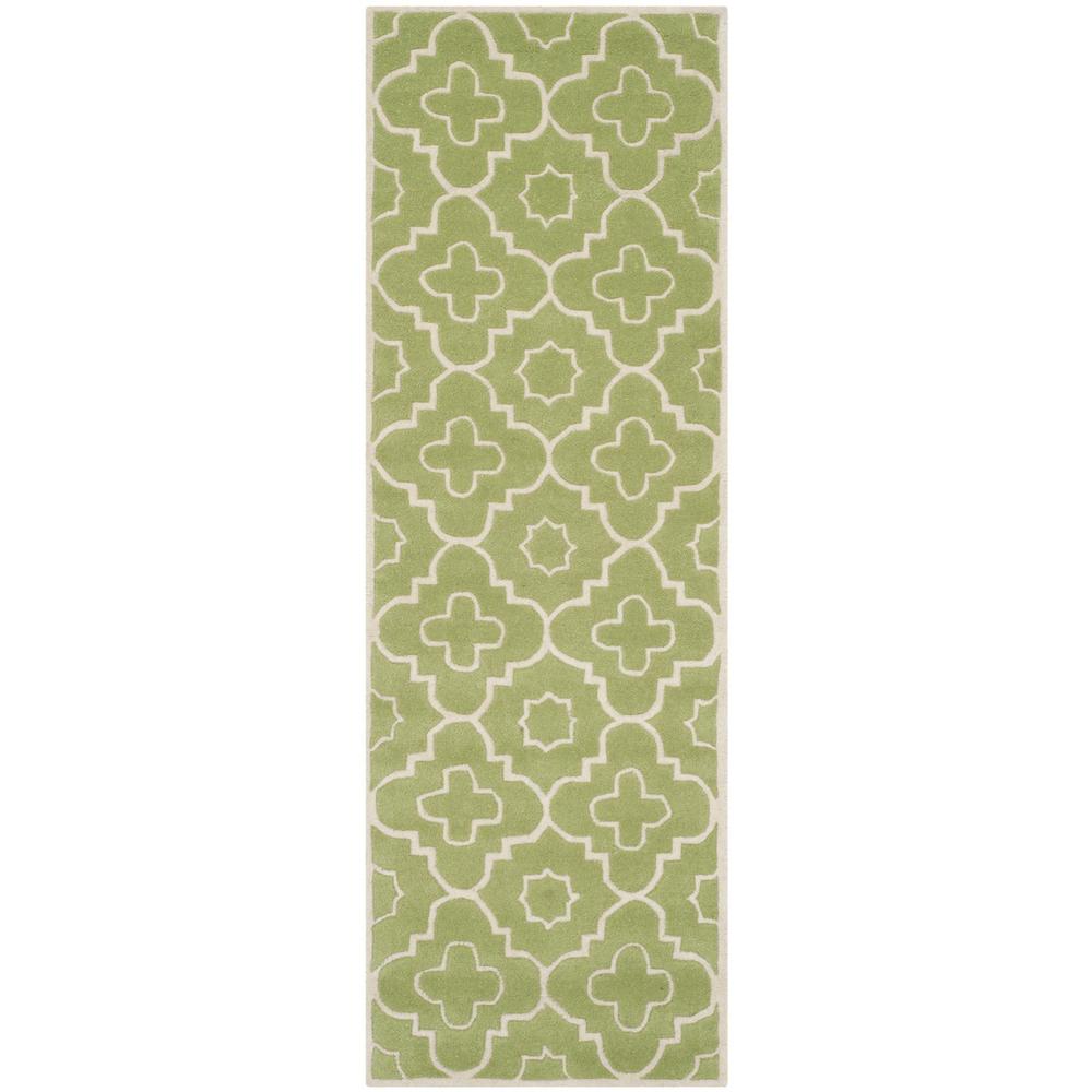 CHATHAM, GREEN / IVORY, 2'-3" X 7', Area Rug. Picture 1