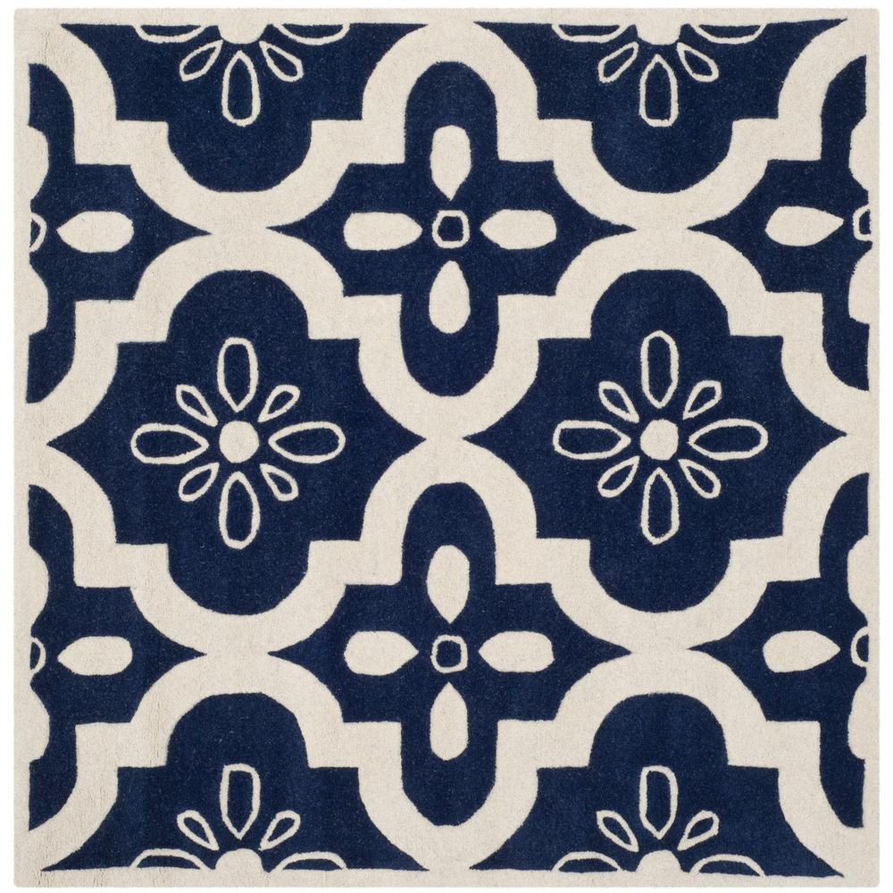 CHATHAM, DARK BLUE / IVORY, 5' X 5' Square, Area Rug, CHT751C-5SQ. Picture 1