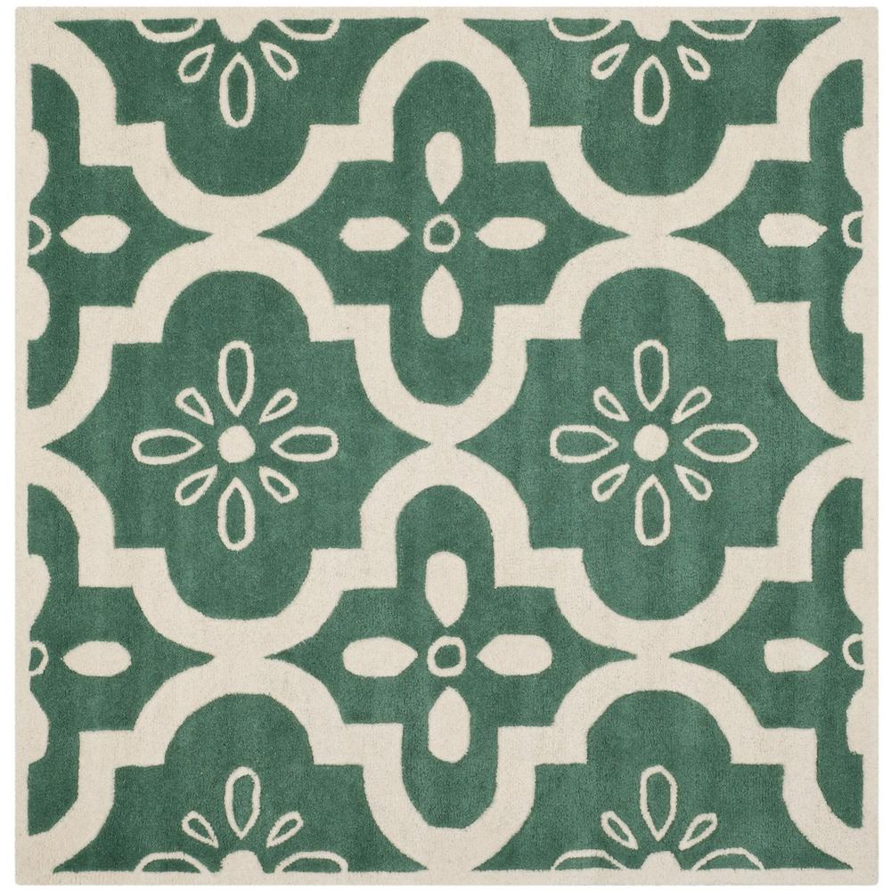 CHATHAM, TEAL / IVORY, 5' X 5' Square, Area Rug, CHT751T-5SQ. Picture 1