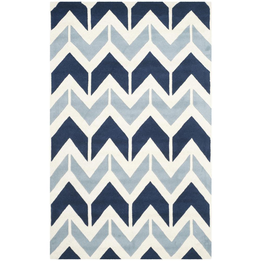 CHATHAM, DARK BLUE / LIGHT BLUE, 5' X 8', Area Rug. Picture 1