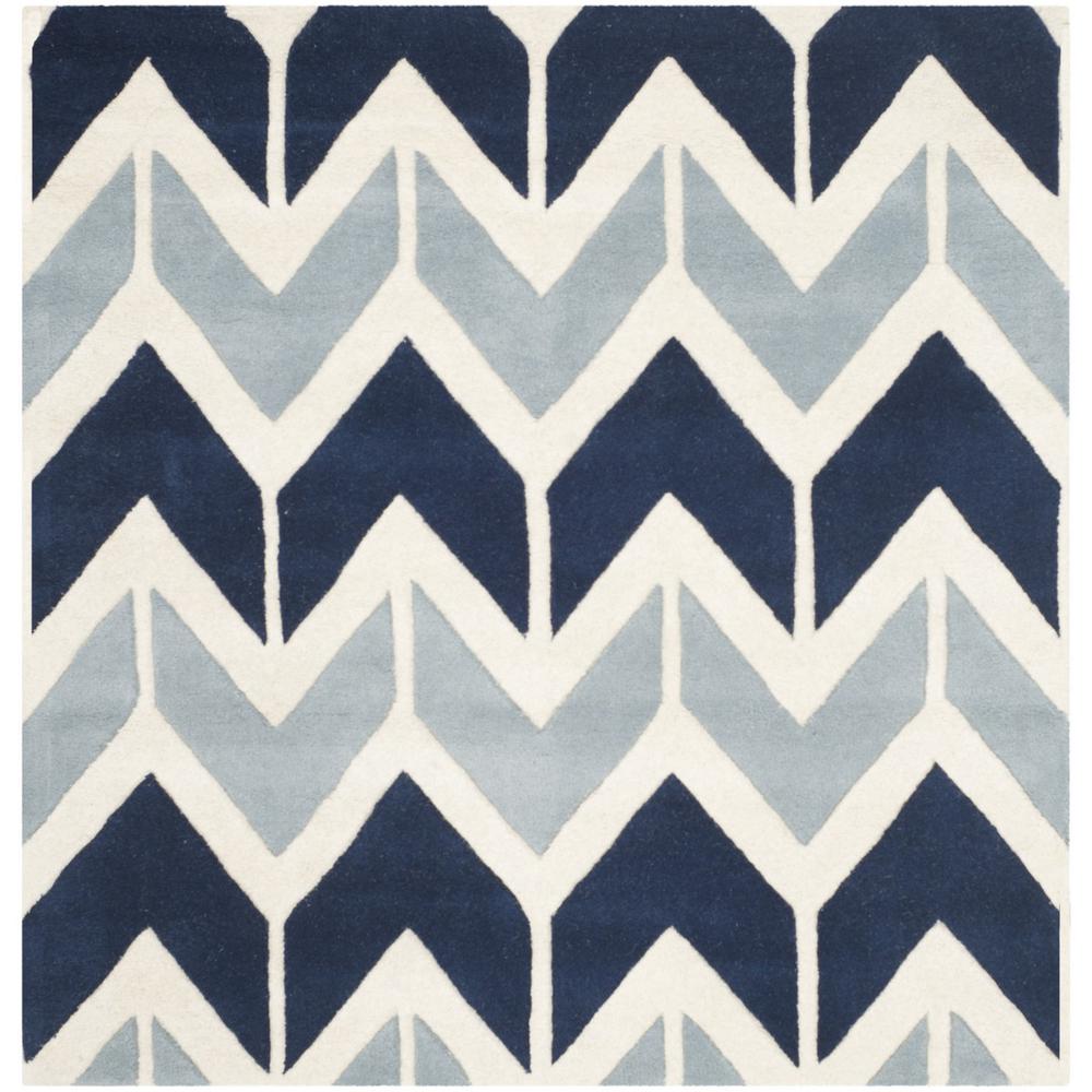 CHATHAM, DARK BLUE / LIGHT BLUE, 5' X 5' Square, Area Rug. Picture 1