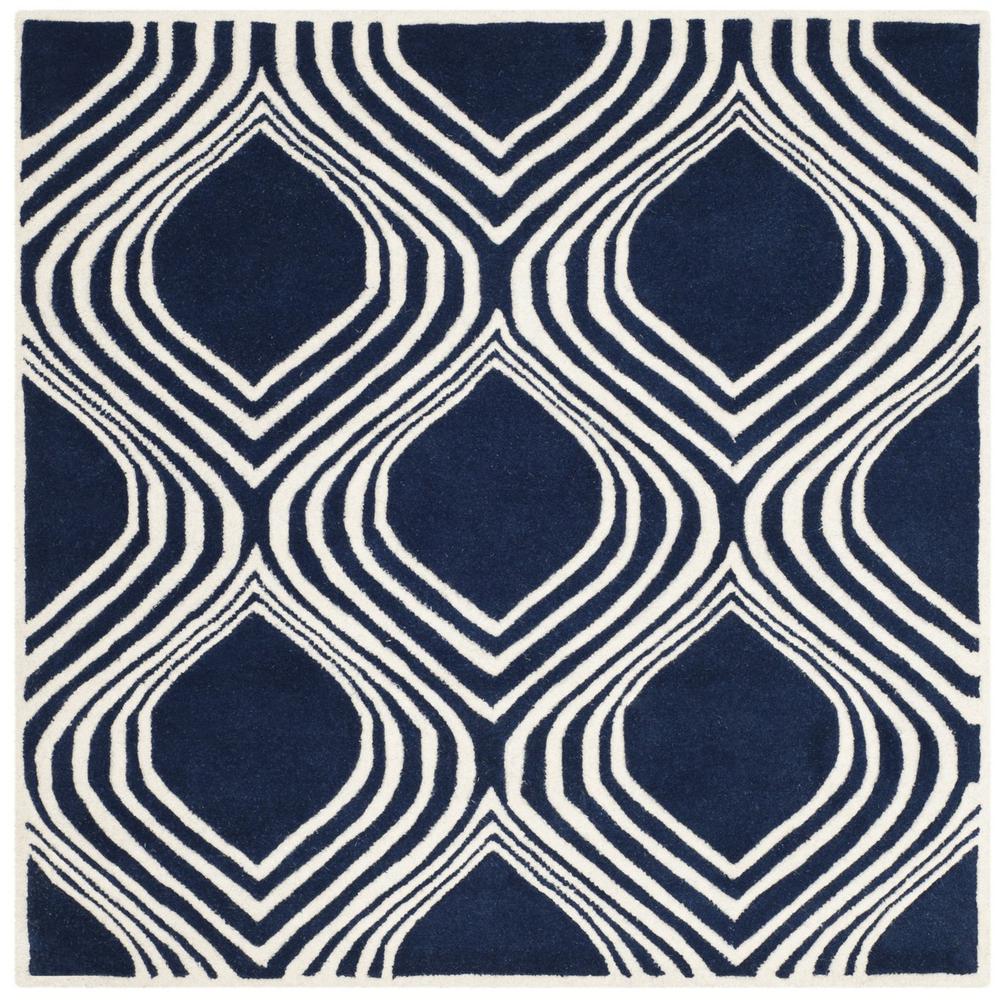 CHATHAM, DARK BLUE / IVORY, 5' X 5' Square, Area Rug, CHT758C-5SQ. The main picture.