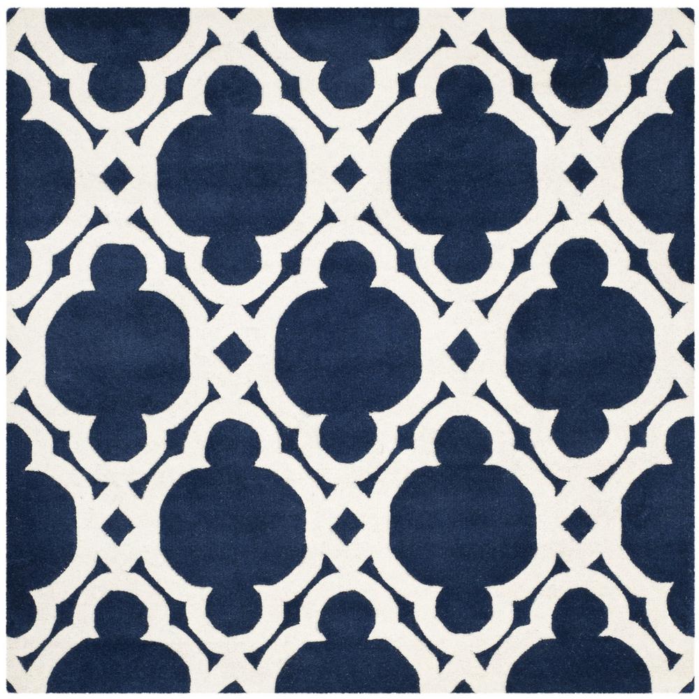 CHATHAM, DARK BLUE / IVORY, 5' X 5' Square, Area Rug, CHT762C-5SQ. Picture 1