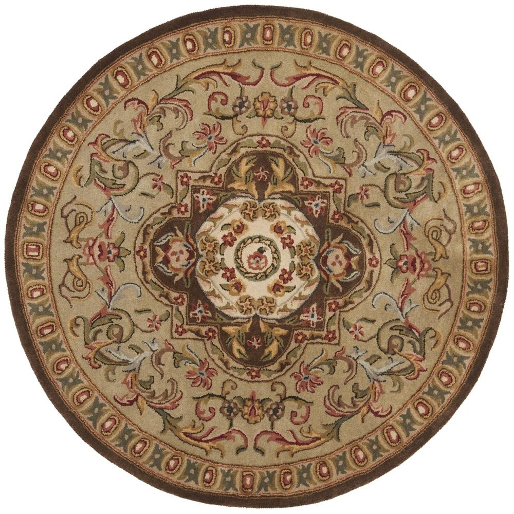CLASSIC, BEIGE / OLIVE, 3'-6" X 3'-6" Round, Area Rug. The main picture.