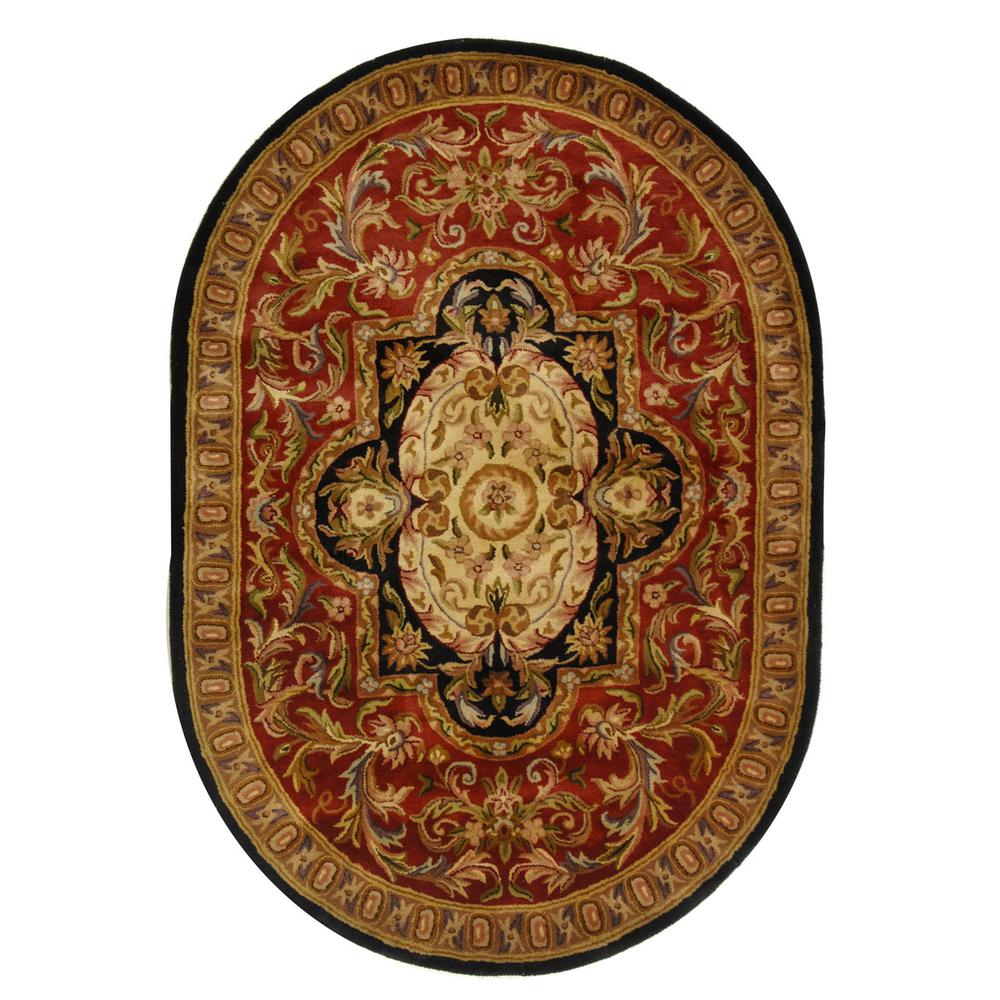 CLASSIC, RED / BLACK, 4'-6" X 6'-6" Oval, Area Rug. Picture 1