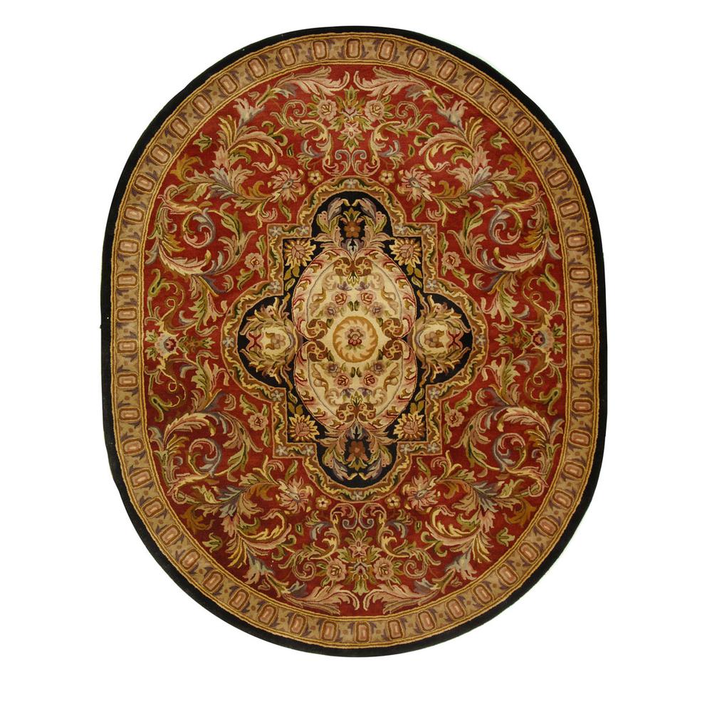 CLASSIC, RED / BLACK, 7'-6" X 9'-6" Oval, Area Rug. Picture 1