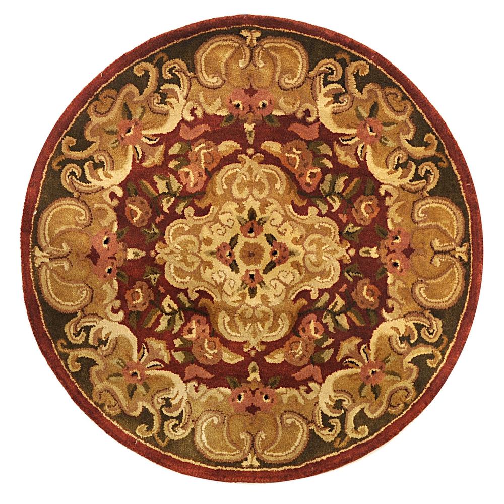 CLASSIC, RUST / GREEN, 3'-6" X 3'-6" Round, Area Rug. Picture 1