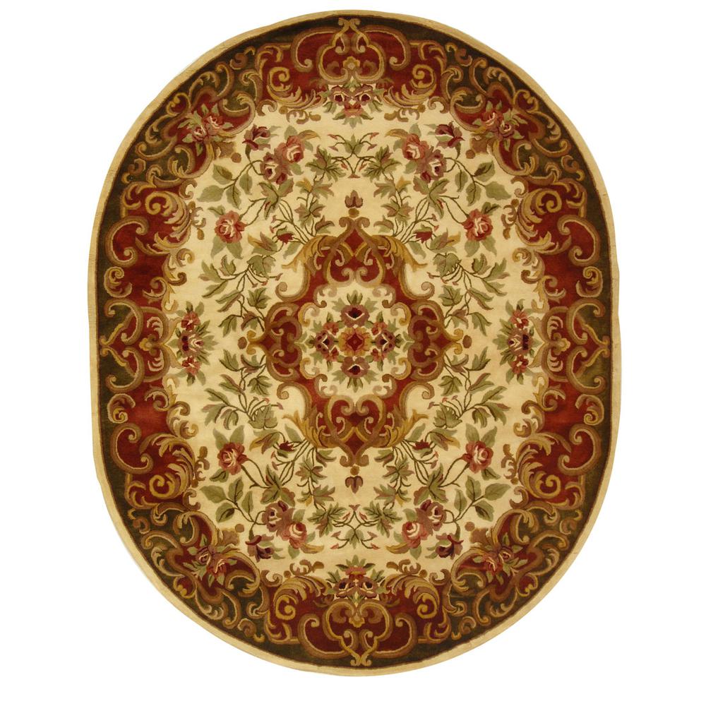 CLASSIC, IVORY / GREEN, 7'-6" X 9'-6" Oval, Area Rug. Picture 1
