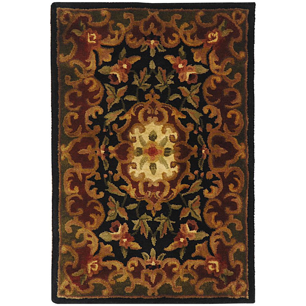 CLASSIC, BLACK / GREEN, 2' X 3', Area Rug. Picture 1