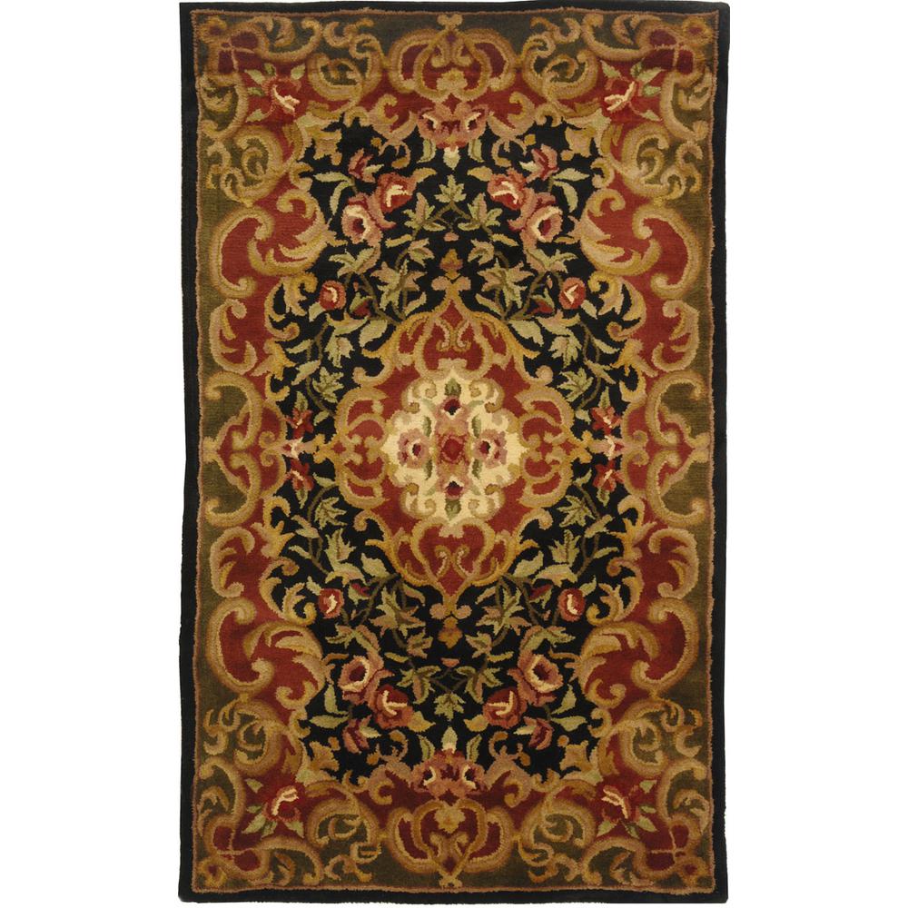 CLASSIC, BLACK / GREEN, 3' X 5', Area Rug. The main picture.