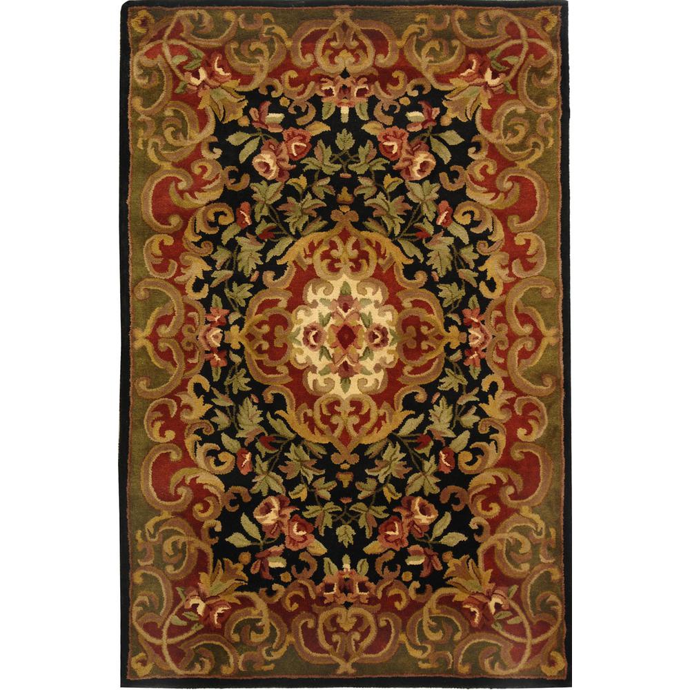 CLASSIC, BLACK / GREEN, 4' X 6', Area Rug. Picture 1