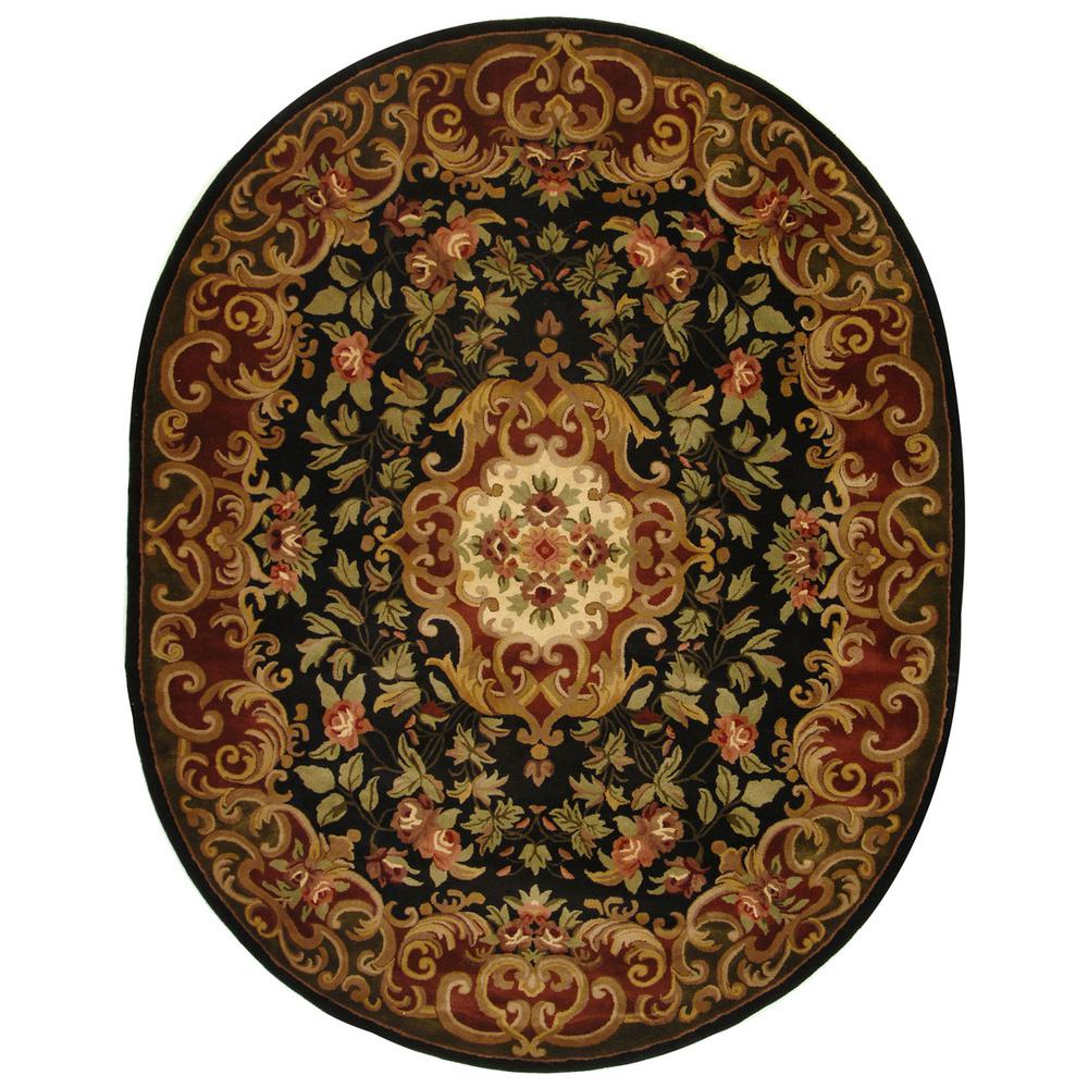 CLASSIC, BLACK / GREEN, 7'-6" X 9'-6" Oval, Area Rug. Picture 1
