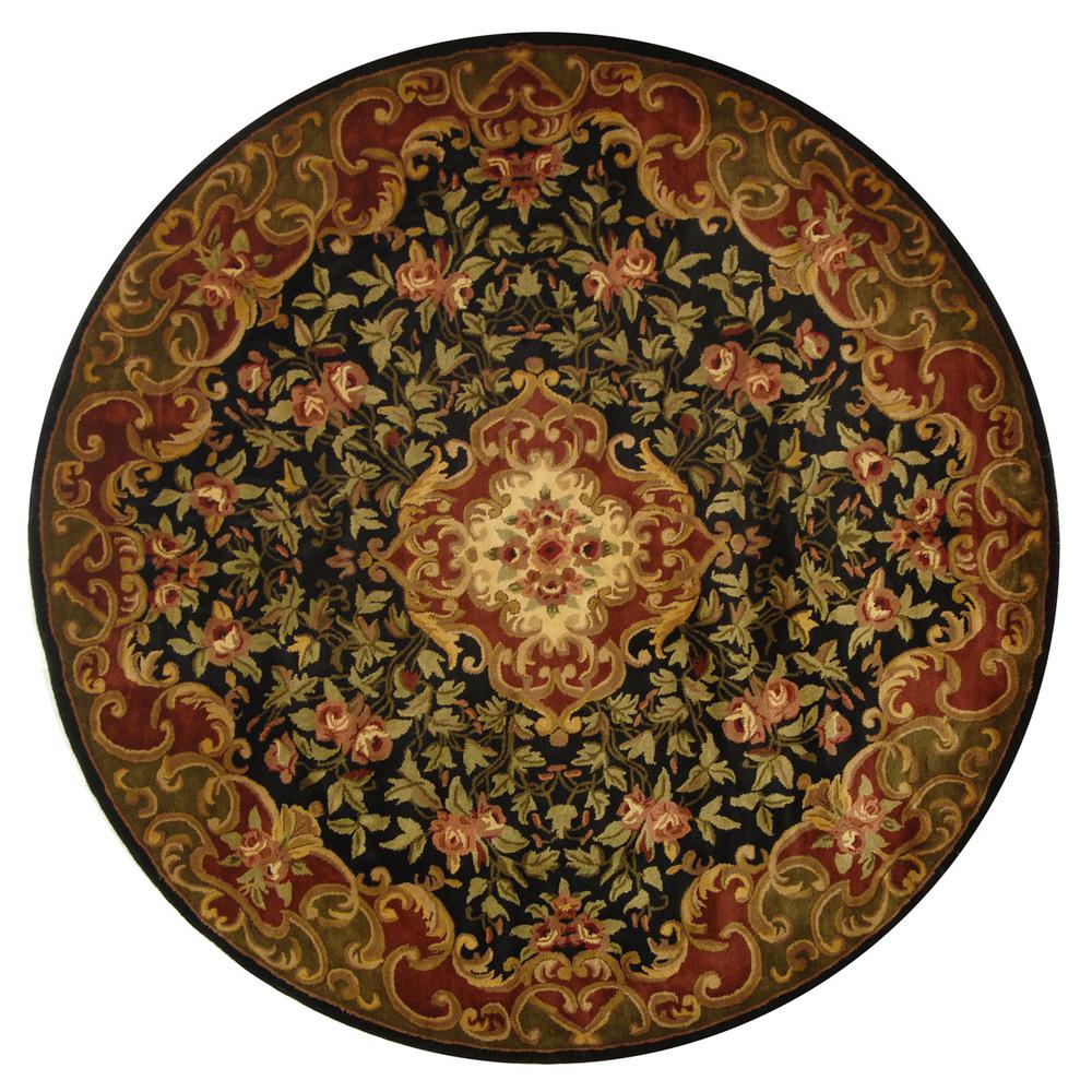 CLASSIC, BLACK / GREEN, 8' X 8' Round, Area Rug. Picture 1