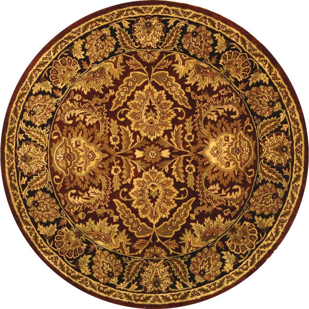 CLASSIC, BURGUNDY / BLACK, 3'-6" X 3'-6" Round, Area Rug, CL239B-4R. Picture 1