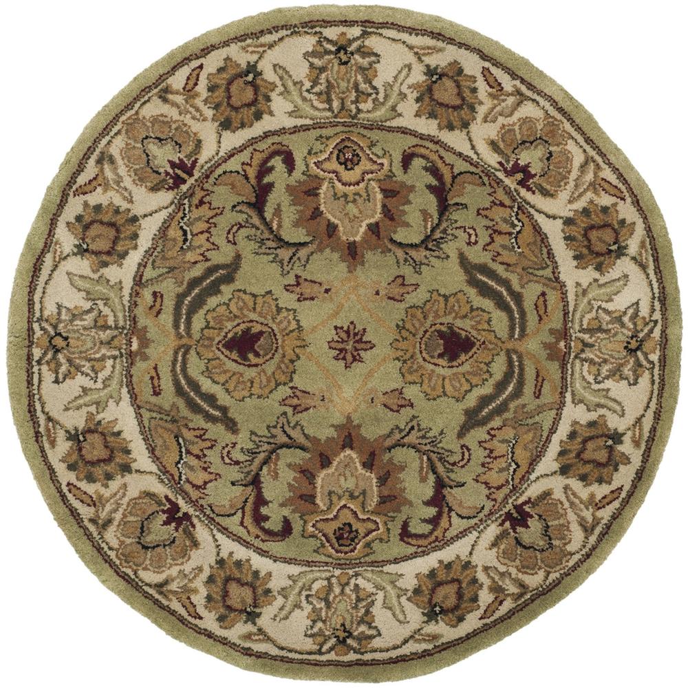 CLASSIC, GREEN / IVORY, 3'-6" X 3'-6" Round, Area Rug. Picture 1