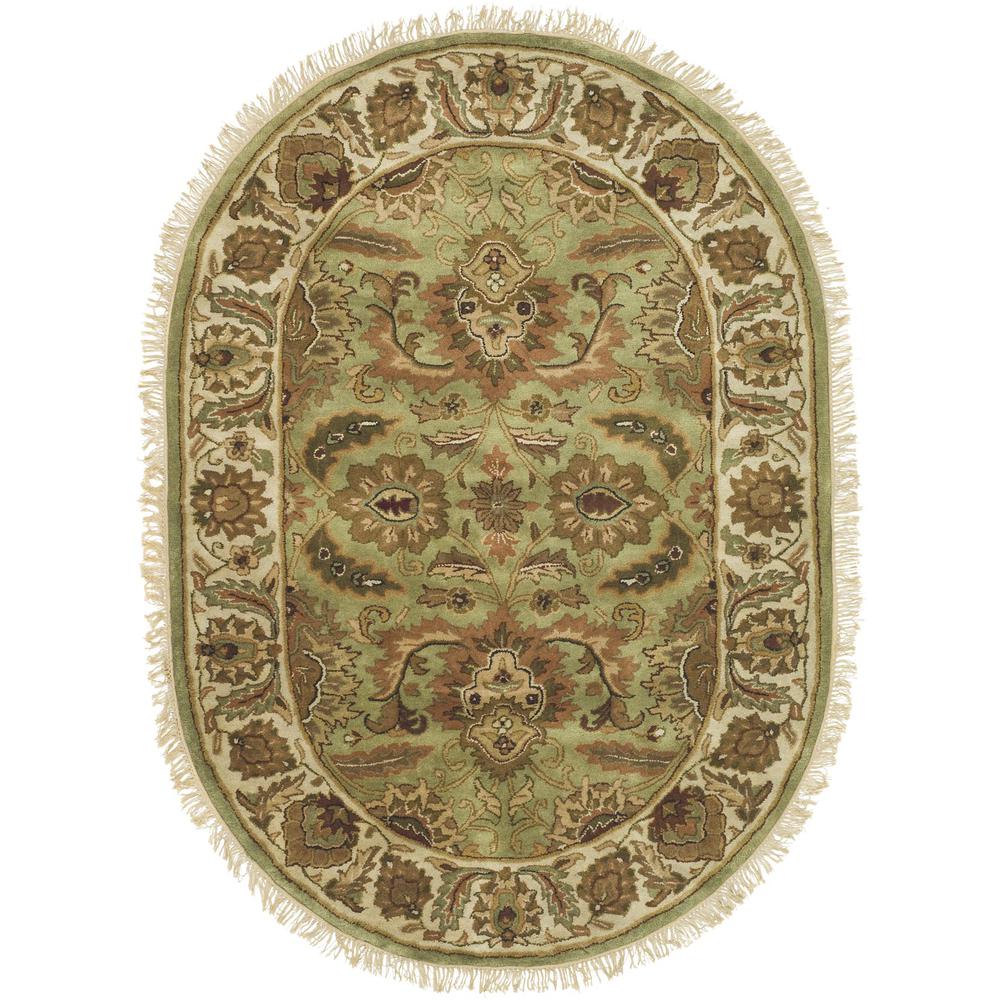 CLASSIC, LIGHT GREEN / IVORY, 4'-6" X 6'-6" Oval, Area Rug. Picture 1