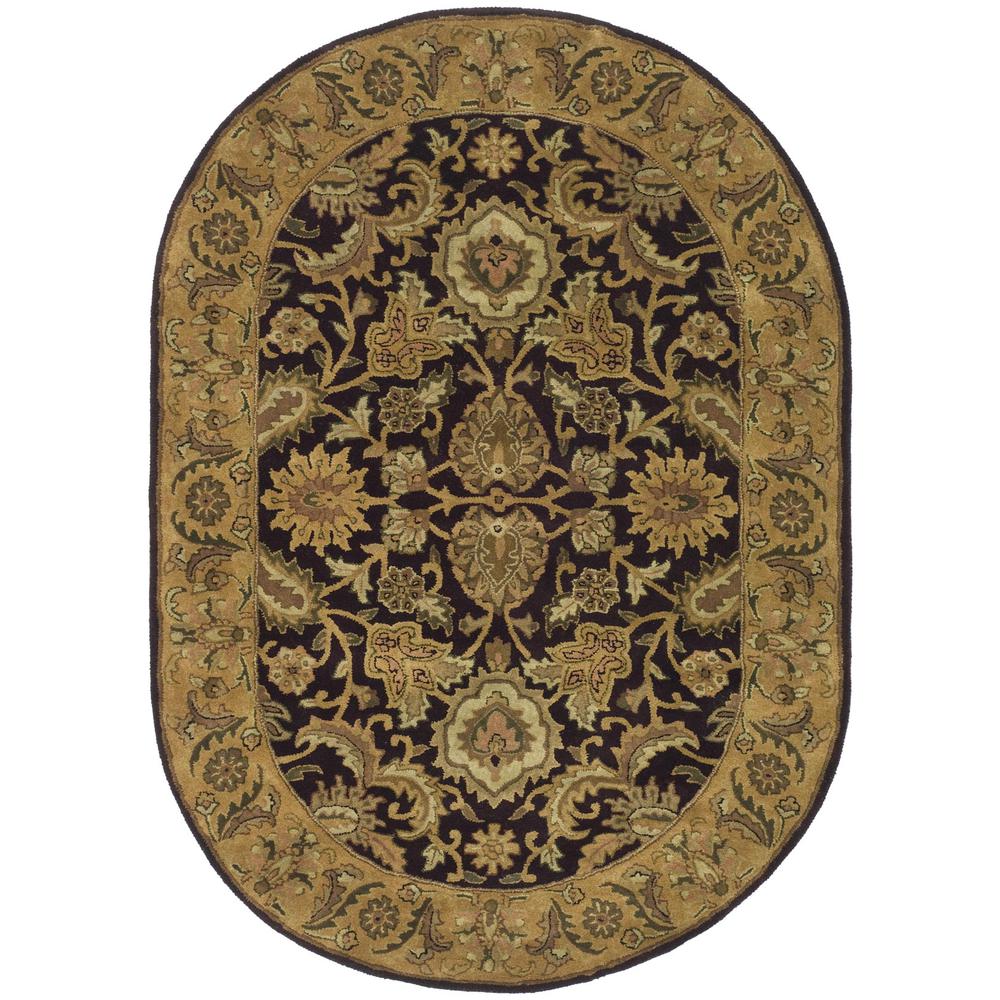 CLASSIC, EGGPLANT / GOLD, 4'-6" X 6'-6" Oval, Area Rug. Picture 1