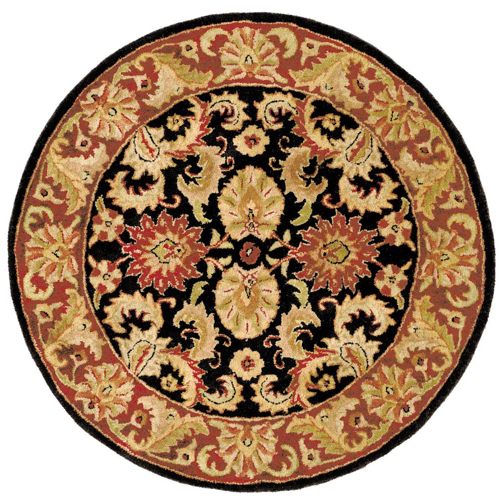 CLASSIC, BLACK / BURGUNDY, 3'-6" X 3'-6" Round, Area Rug. The main picture.