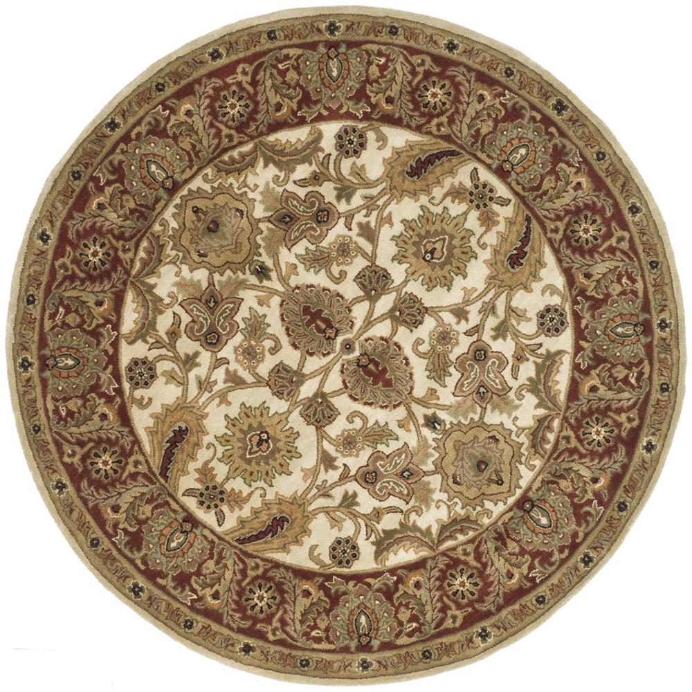 CLASSIC, IVORY / RED, 3'-6" X 3'-6" Round, Area Rug. Picture 1
