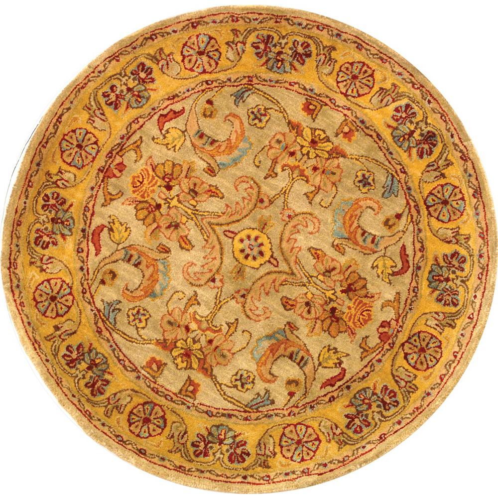 CLASSIC, LIGHT GREEN / GOLD, 3'-6" X 3'-6" Round, Area Rug, CL324A-4R. Picture 1