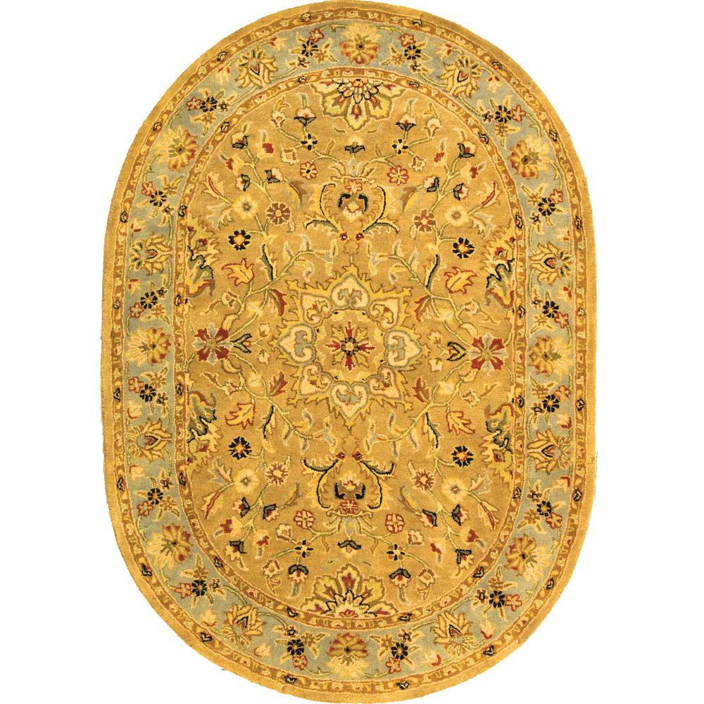CLASSIC, BEIGE / LIGHT BLUE, 4'-6" X 6'-6" Oval, Area Rug. Picture 1