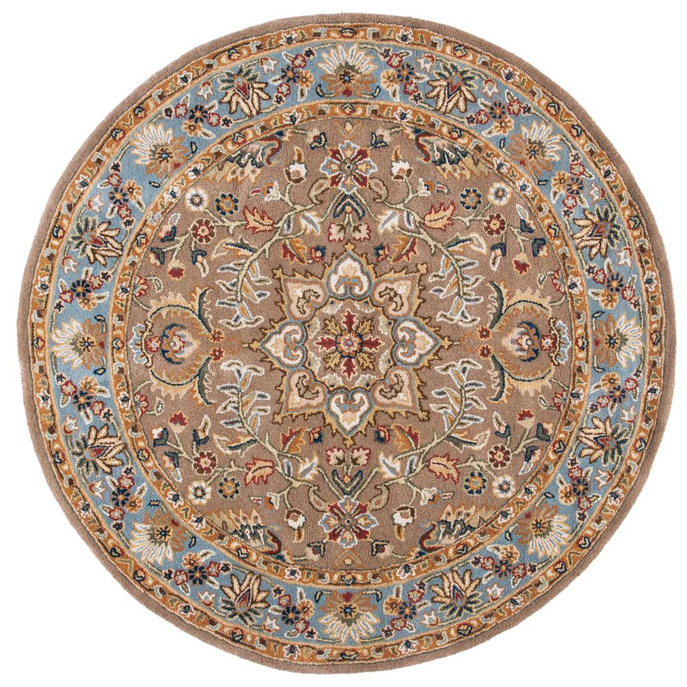CLASSIC, BEIGE / LIGHT BLUE, 3'-6" X 3'-6" Round, Area Rug. Picture 1
