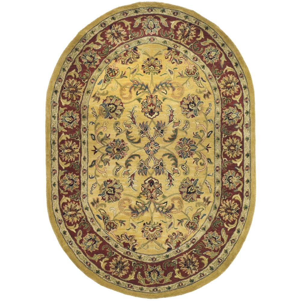 CLASSIC, GOLD / RED, 4'-6" X 6'-6" Oval, Area Rug. Picture 1