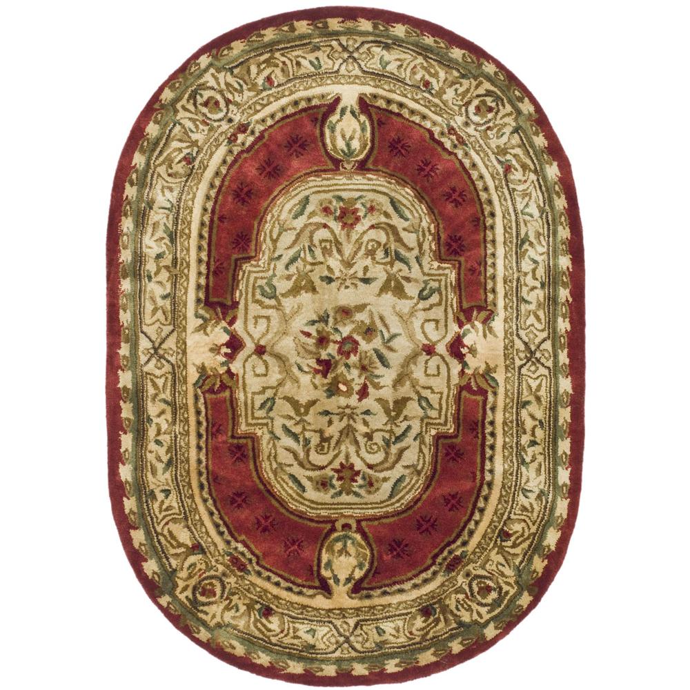 CLASSIC, BURGUNDY, 4'-6" X 6'-6" Oval, Area Rug. Picture 1