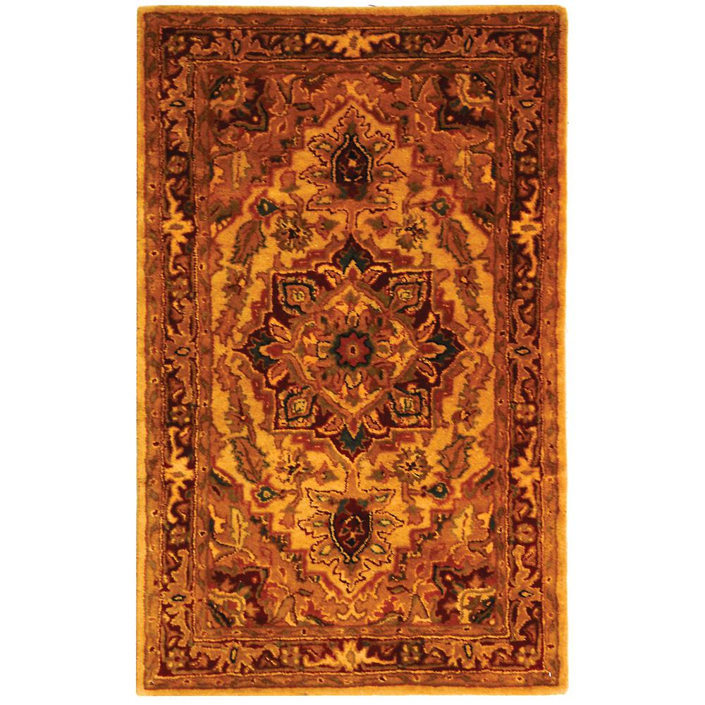 CLASSIC, LIGHT GOLD / RED, 3' X 5', Area Rug. Picture 1