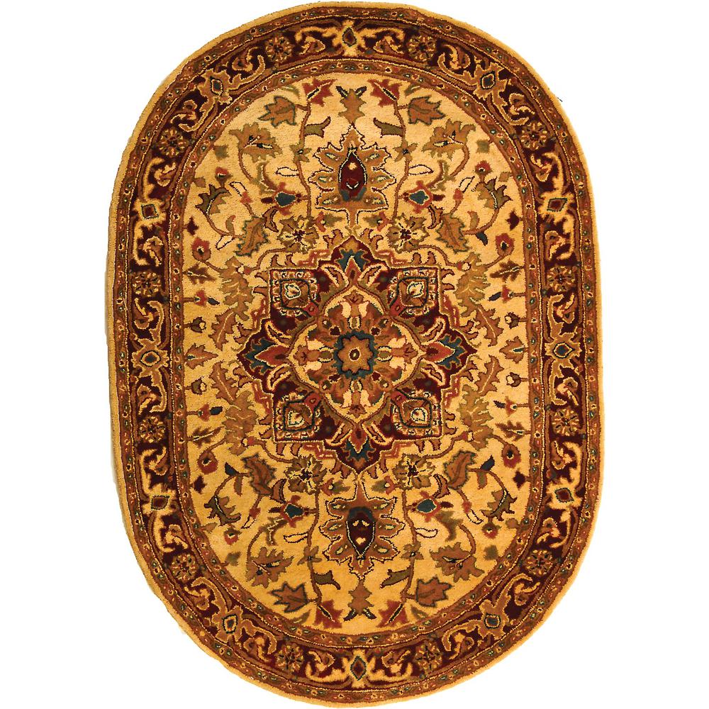 CLASSIC, LIGHT GOLD / RED, 4'-6" X 6'-6" Oval, Area Rug. Picture 1