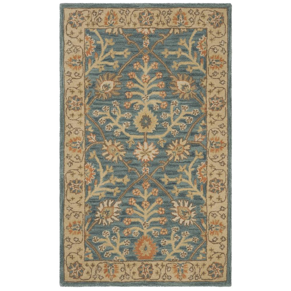 CLASSIC, BLUE / LIGHT GOLD, 3' X 5', Area Rug. Picture 1